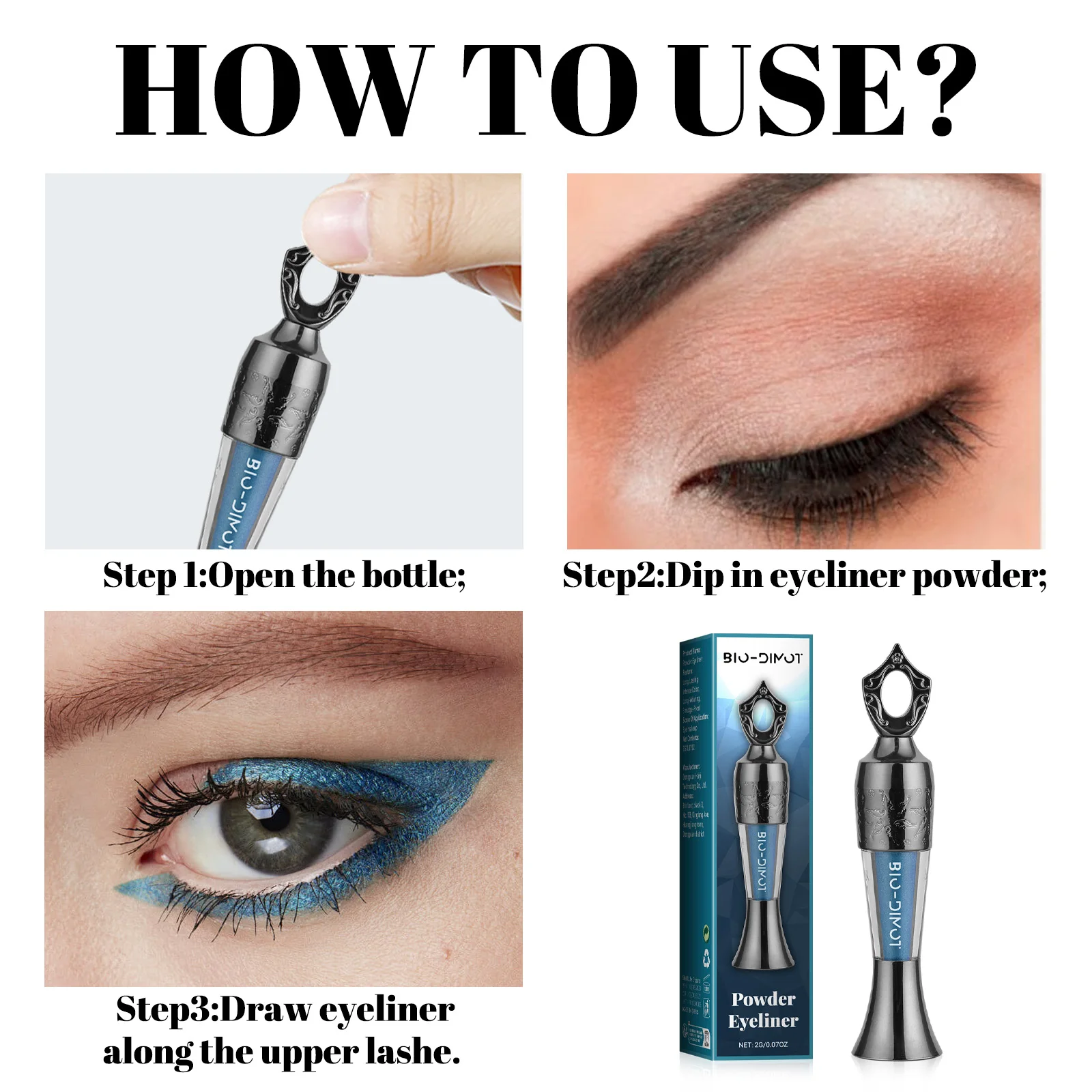 Blue Powder Eyeliner 2g by BIO-DIMOT, Long Lasting & Smudge Proof, Intense Color Eye Makeup for Swimming, Parties & Daily Use 5 S590c4f1db47f4feab08c4c6470afc6f4V