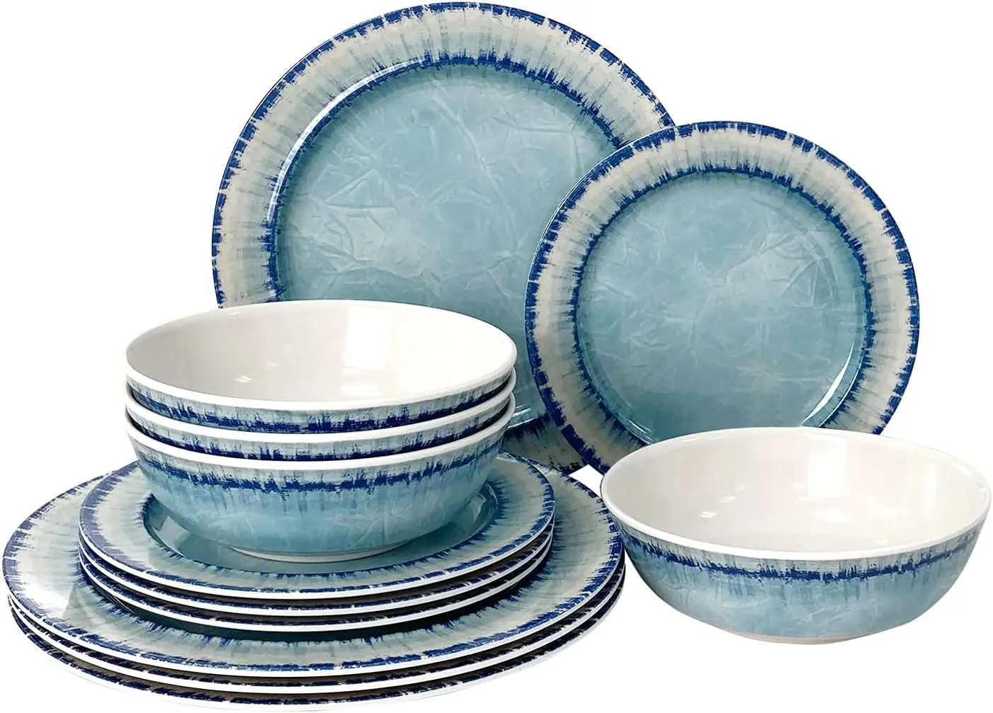 

Набор посуды AELS из меламина, набор из 12 предметов для ужина в помещении и на улице, можно мыть в посудомоечной машине, легкий, Небьющийся
