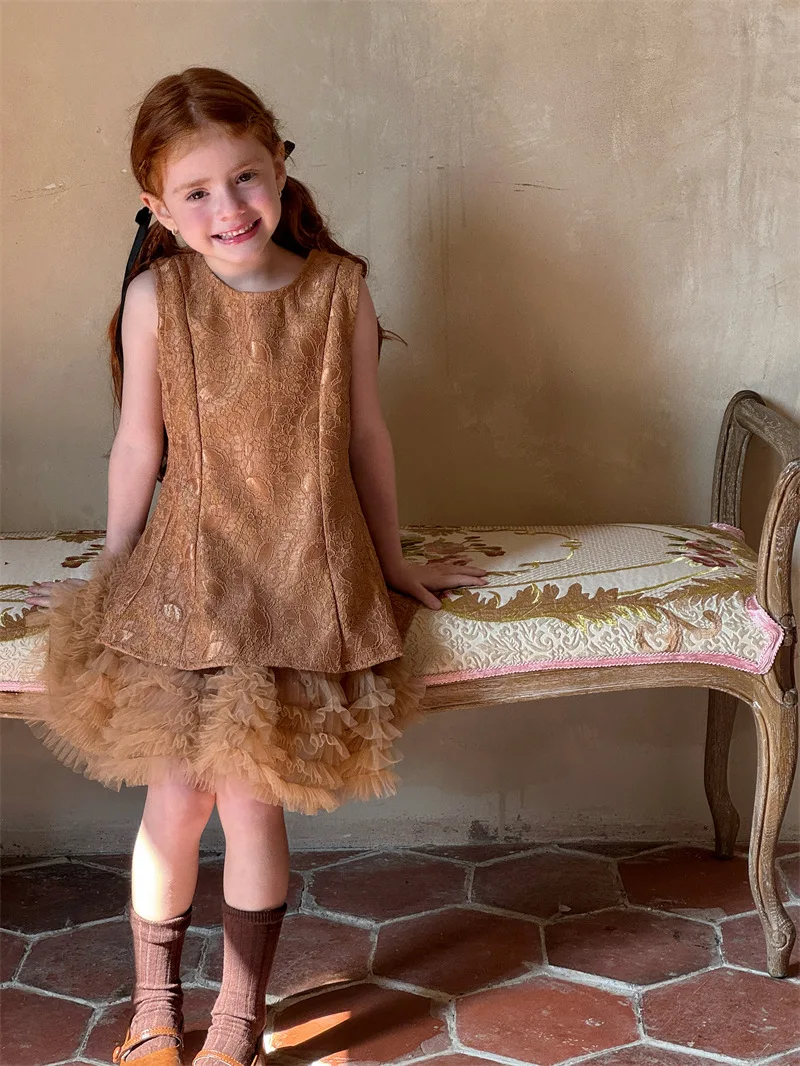 فستان سهل الارتداء لربيع وصيف 2025، فستان جديد بلون سادة بدون أكمام من الدانتيل، ملابس أطفال بنات فستان سهل الارتداء لربيع وصيف 2025، فستان جديد بلون سادة بدون أكمام من الدانتيل، ملابس أطفال بنات