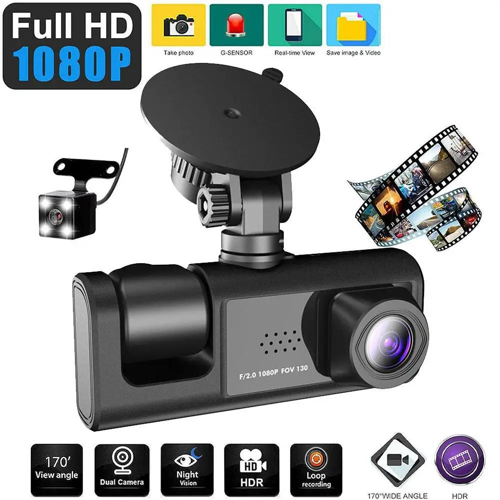 

Car DVR HD 1080P 2/3-Lens Inside Vehicle Dash Cam 3 DVRs Channel Camcorder Dashcam Video Camera Registrator Recorder I0Q9