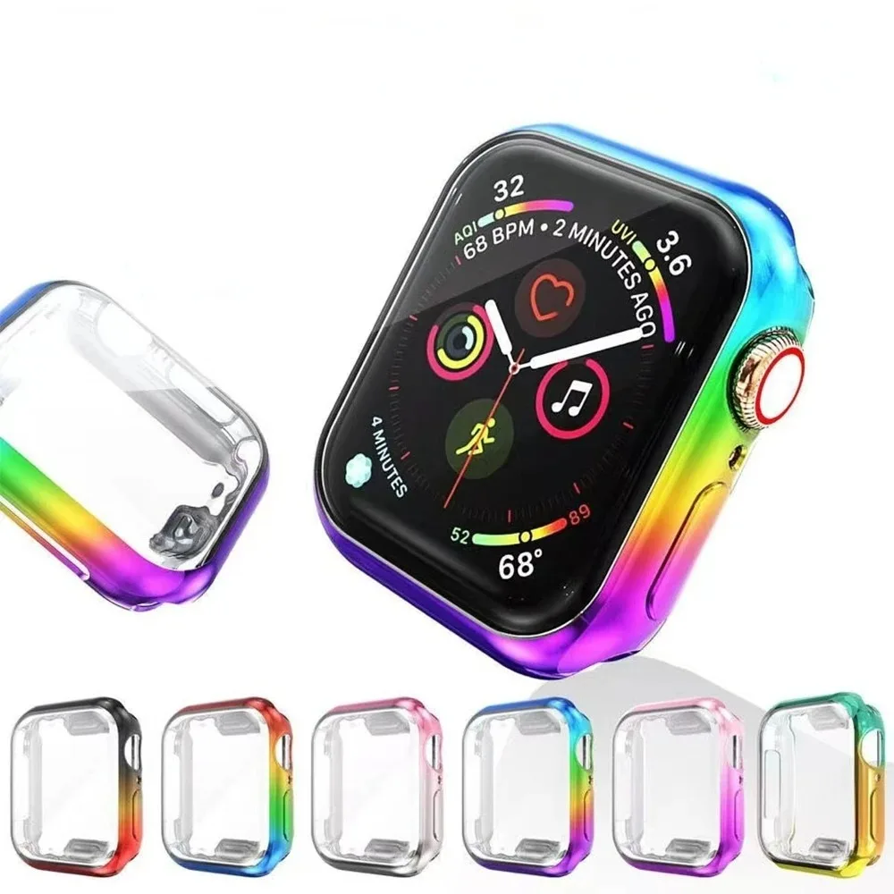 

TPU Case for Apple Watch 44mm 40mm Colorful electroplating protective shell for iWatch Series 6 5 4 SE 44 40 MM Protective cover