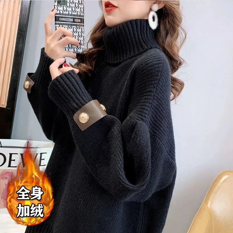 High Neck Sweater Women's Thickened Mid Length Autumn Winter Coat 2024 New Pullover Korean Bottoming Knitwear Trendy Female Tops
High Neck Sweater Women's Thickened Mid Length Autumn Winter Coat 2024 New Pullover Korean Bottoming Knitwear Trendy Female Tops