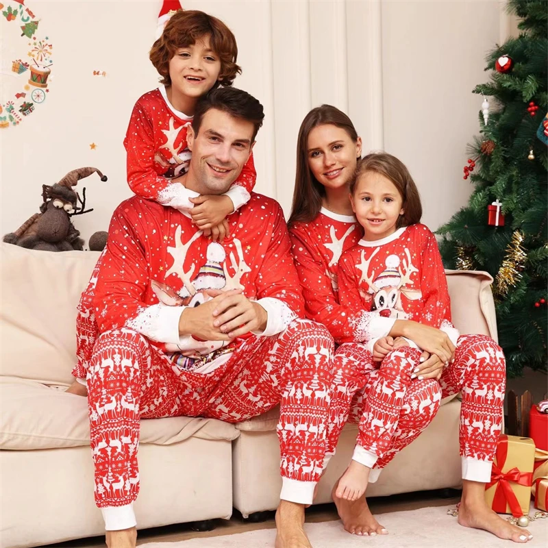 

2023 Christmas Family Matching Pajamas Sets Cute Deer Daddy Mommy and Me Xmas Pj's Clothes Father Mother & Kids Pyjamas Outfits