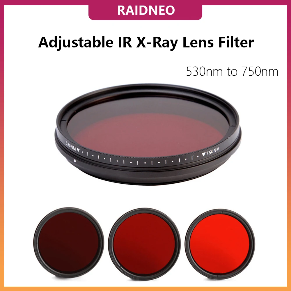 RaidNeo Adjustable Infrared IR Pass X-Ray Camera Lens Filter DSLR Camcorder 530nm to 750nm IR Filter for Canon Nikon Sony Camera
RaidNeo Adjustable Infrared IR Pass X-Ray Camera Lens Filter DSLR Camcorder 530nm to 750nm IR Filter for Canon Nikon Sony Camera