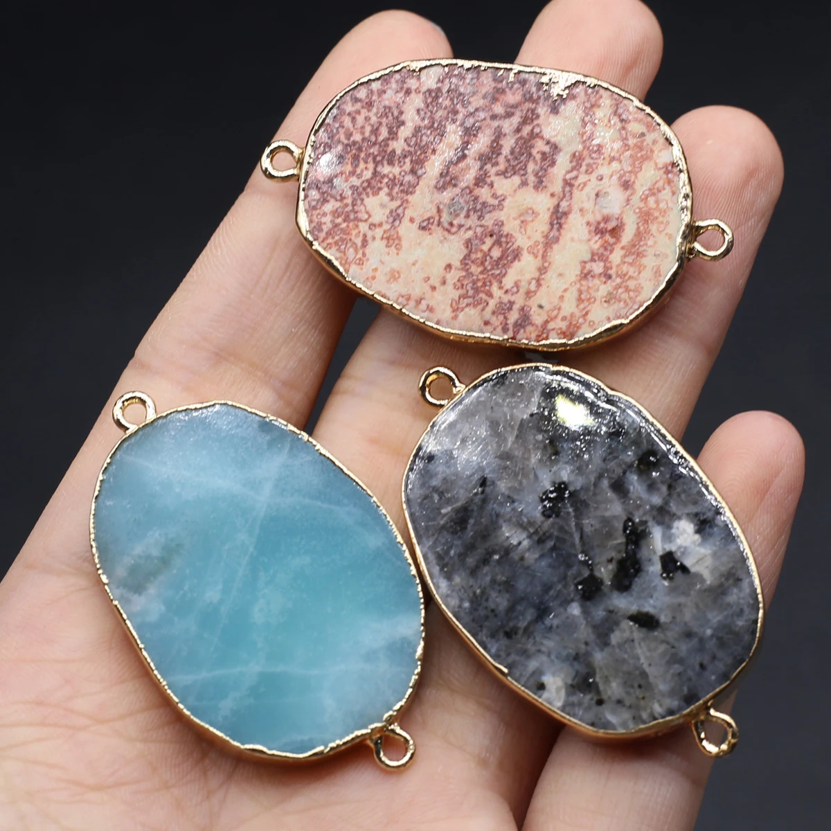 2pc Natural Crystal Bud Stone Charms Silver Gold Edging Heart Double Holes Connectors For Jewelry Making DIY Bracelet Necklaces 
2pc Natural Crystal Bud Stone Charms Silver Gold Edging Heart Double Holes Connectors For Jewelry Making DIY Bracelet Necklaces