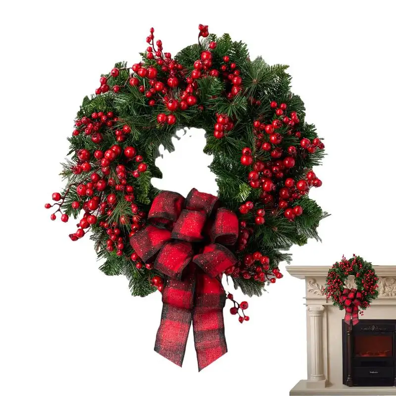 

Christmas Wreaths Rustic Festive Outdoor Fake Pine Wreaths For Window Winter Front Door Farmhouse Christmas festival Decorations