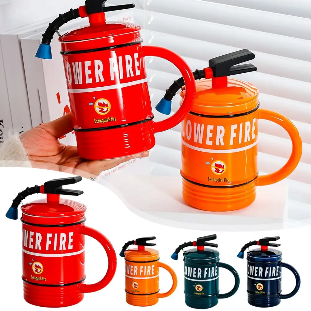 

Керамическая кружка для огнетушителя с крышкой и ложкой, домашняя кружка, подарок для Пожарника, Офисная кружка для питья кофе, персонализированная кружка J1M8