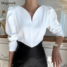 Puff Sleeve Office Lady V-neck Long Sleeve Women Blouse Spring New Korean Chic Casual Woman Shirts White Tops Blusas Mujer 12899 
Puff Sleeve Office Lady V-neck Long Sleeve Women Blouse Spring New Korean Chic Casual Woman Shirts White Tops Blusas Mujer 12899