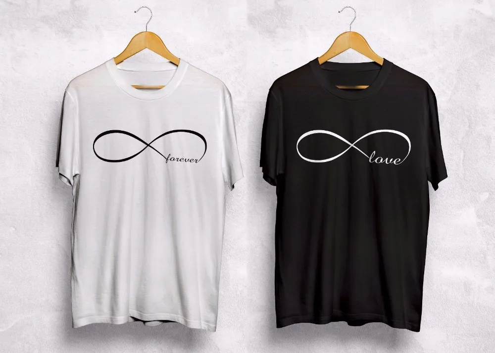 

Summer Cotton Quality T Shirts Men O Neck Love Forever Infinity T Shirt Couple Valentines Gift Best Friends Unicorn Tee Shirt