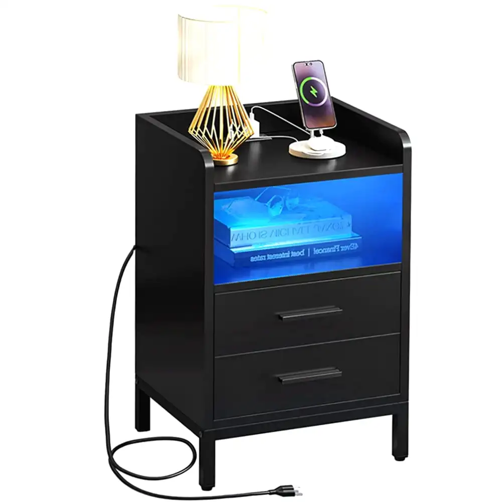 DEXTRUS Side Table with Charging Station, 3-Drawer LED Light Bedside End Table Nightstand for Bedroom Living Room
DEXTRUS Side Table with Charging Station, 3-Drawer LED Light Bedside End Table Nightstand for Bedroom Living Room