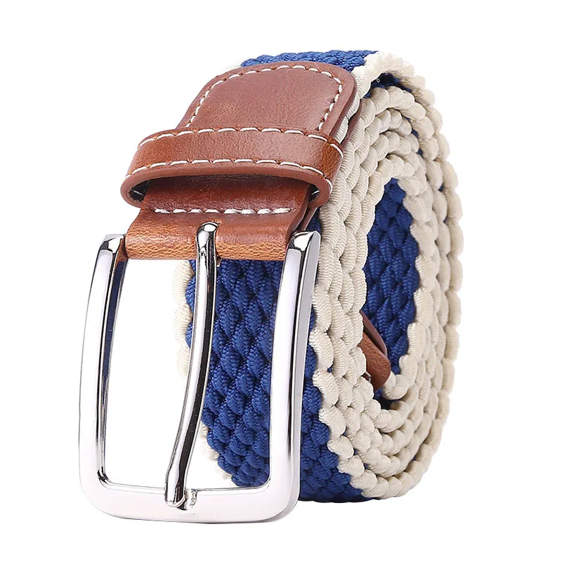 

Hot Selling Unisex Betl Fashion Alloy Pin Buckle Canvas Weave Men Belt Casual Simple Men and Women Elasticity Canvas Belt