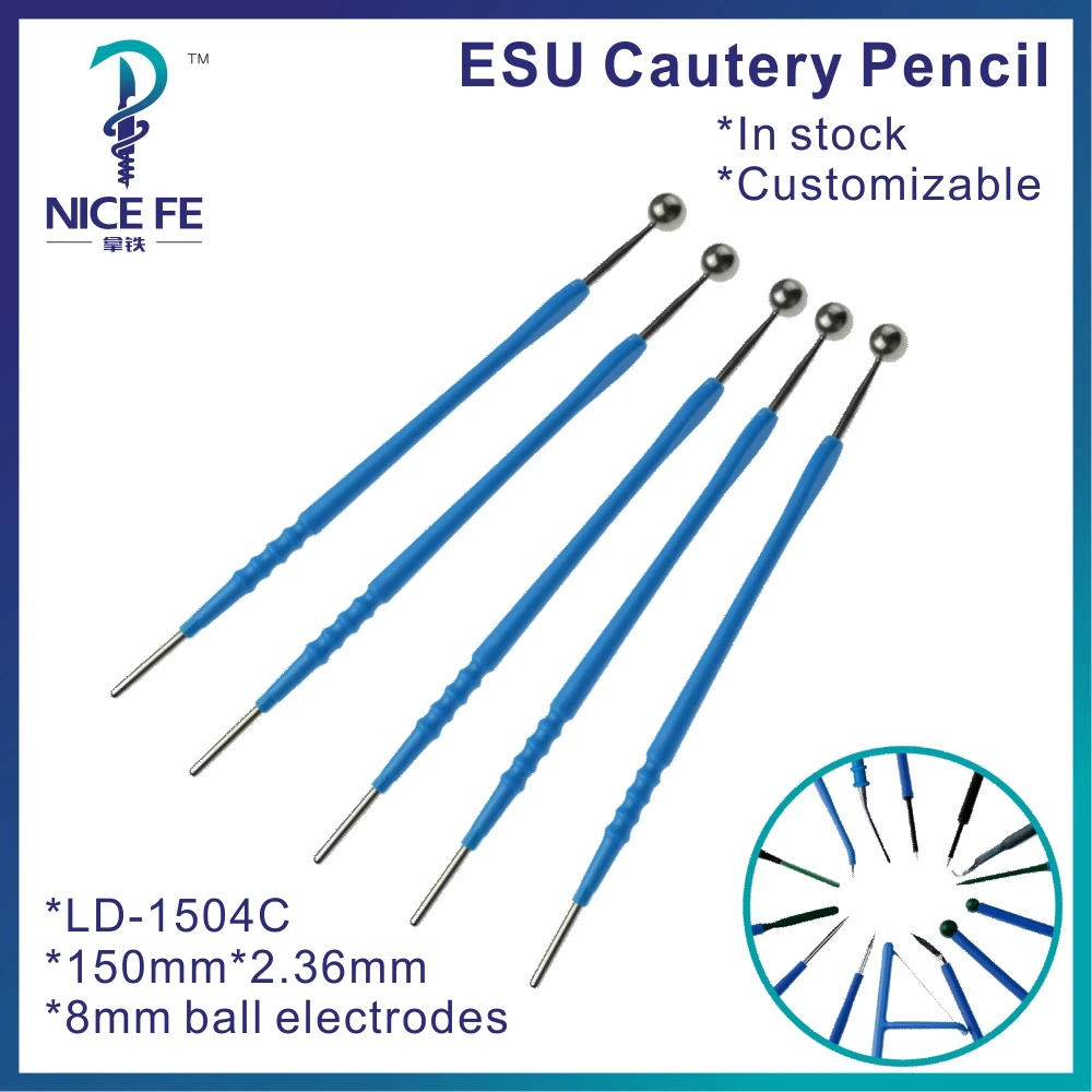 LD-1504C 5pcs wholesale disposable esu Surgical cautery pencil Accessories Ion Electrosurgical 8mm ball electrode 150mm*2.36mm
LD-1504C 5pcs wholesale disposable esu Surgical cautery pencil Accessories Ion Electrosurgical 8mm ball electrode 150mm*2.36mm