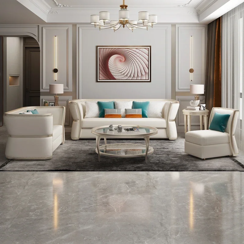 American light luxury leather solid wood sofa combination living room size high-end villa three person luxury furniture
American light luxury leather solid wood sofa combination living room size high-end villa three person luxury furniture