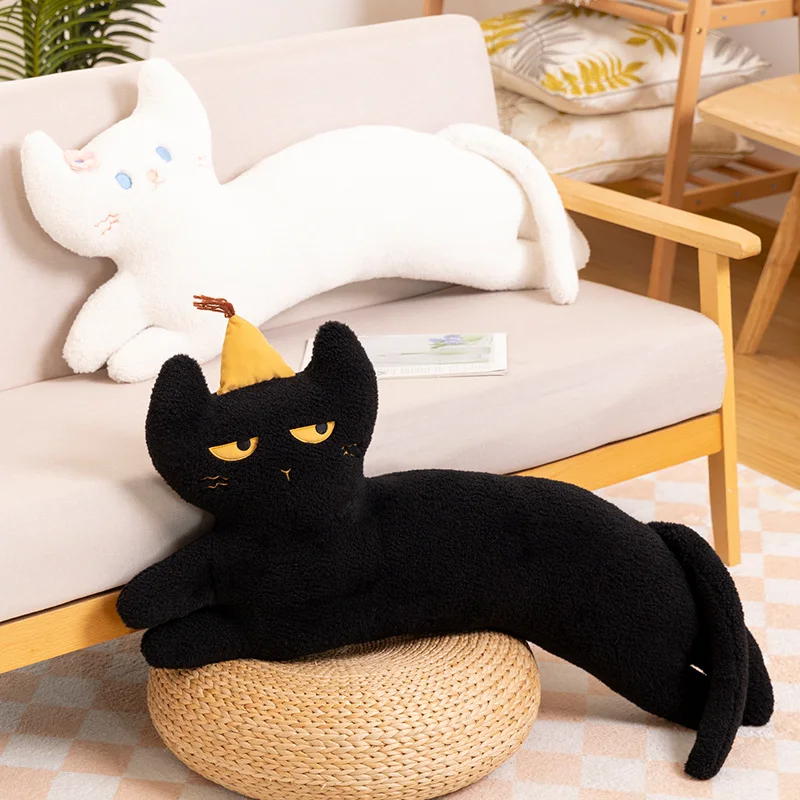 

Kawaii Soft Cute Cats Plush Toys Cartoon Stuffed Animals Creative Curved Kitten Plushies Throw Pillow Doll for Girls Kids Gifts