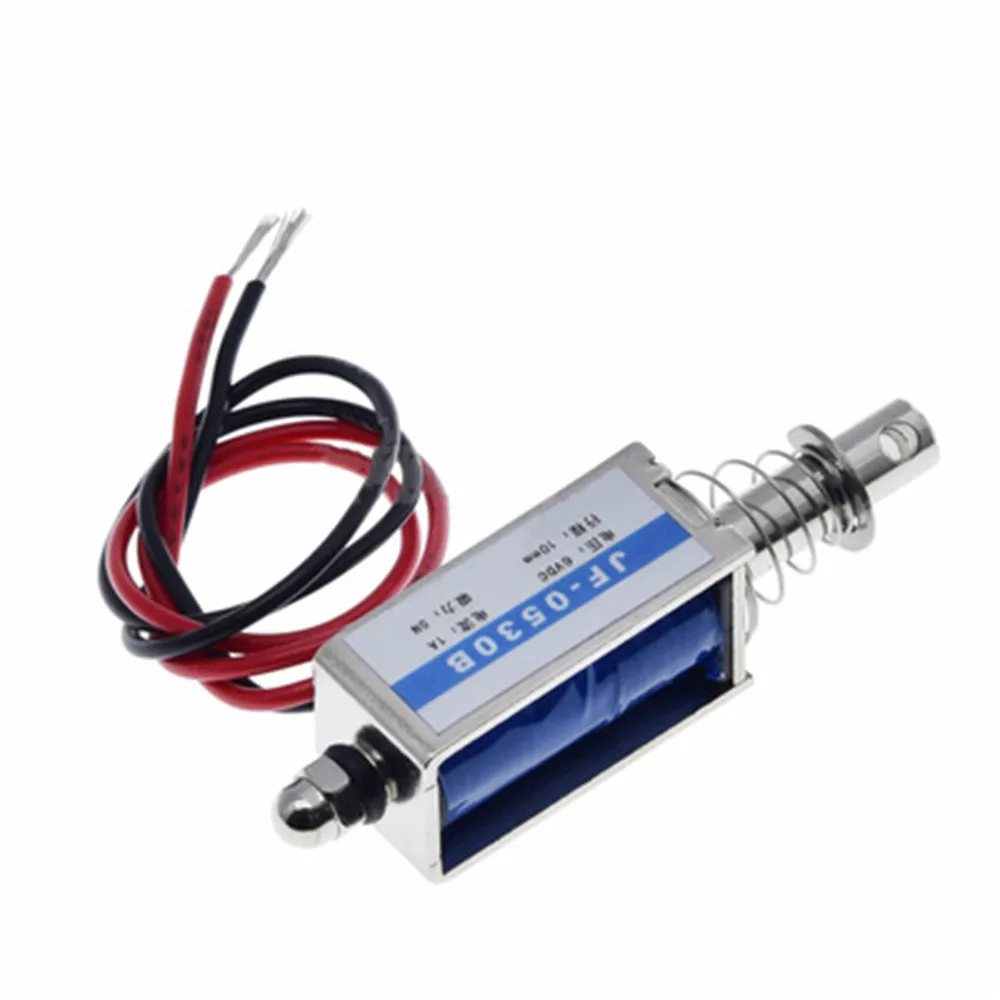 JF-0530B DC 6V 12V 24V Push&Pull type Open Frame Electromagnet keepping Force 5N travel 10mm Linear Solenoid
JF-0530B DC 6V 12V 24V Push&Pull type Open Frame Electromagnet keepping Force 5N travel 10mm Linear Solenoid