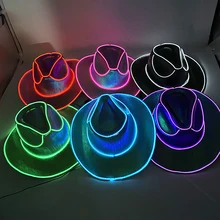 Halloween Christmas EL Wire Light Up Sequin Jazz Hat Adult Neon LED Luminous Festival Party Dress Up Cap For Men and Women