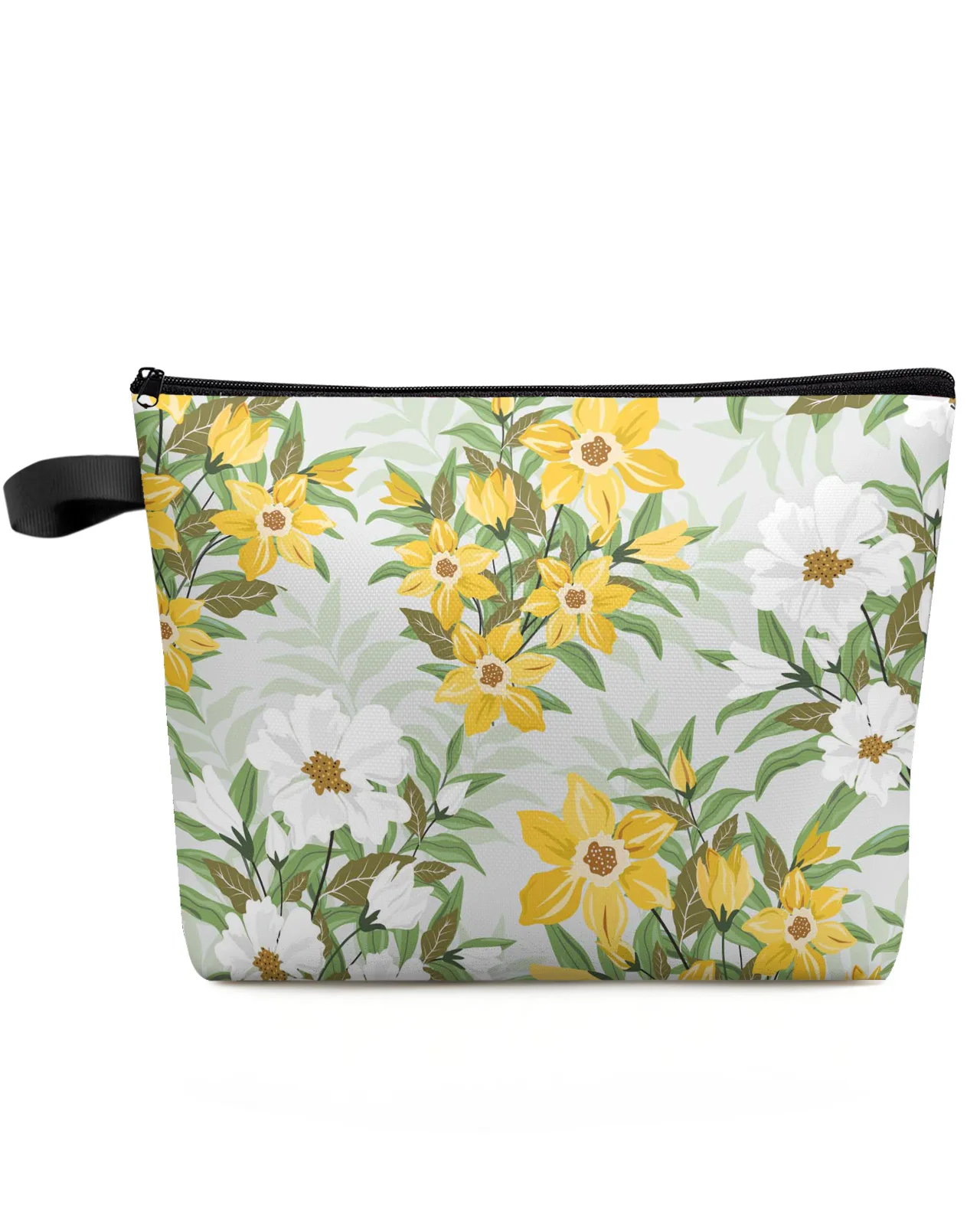 

Tropical Plants Flowers Large Cosmetic Bag For Women Make Up Pouch Portable Washbag Toiletries Organizer Storage Hangbag