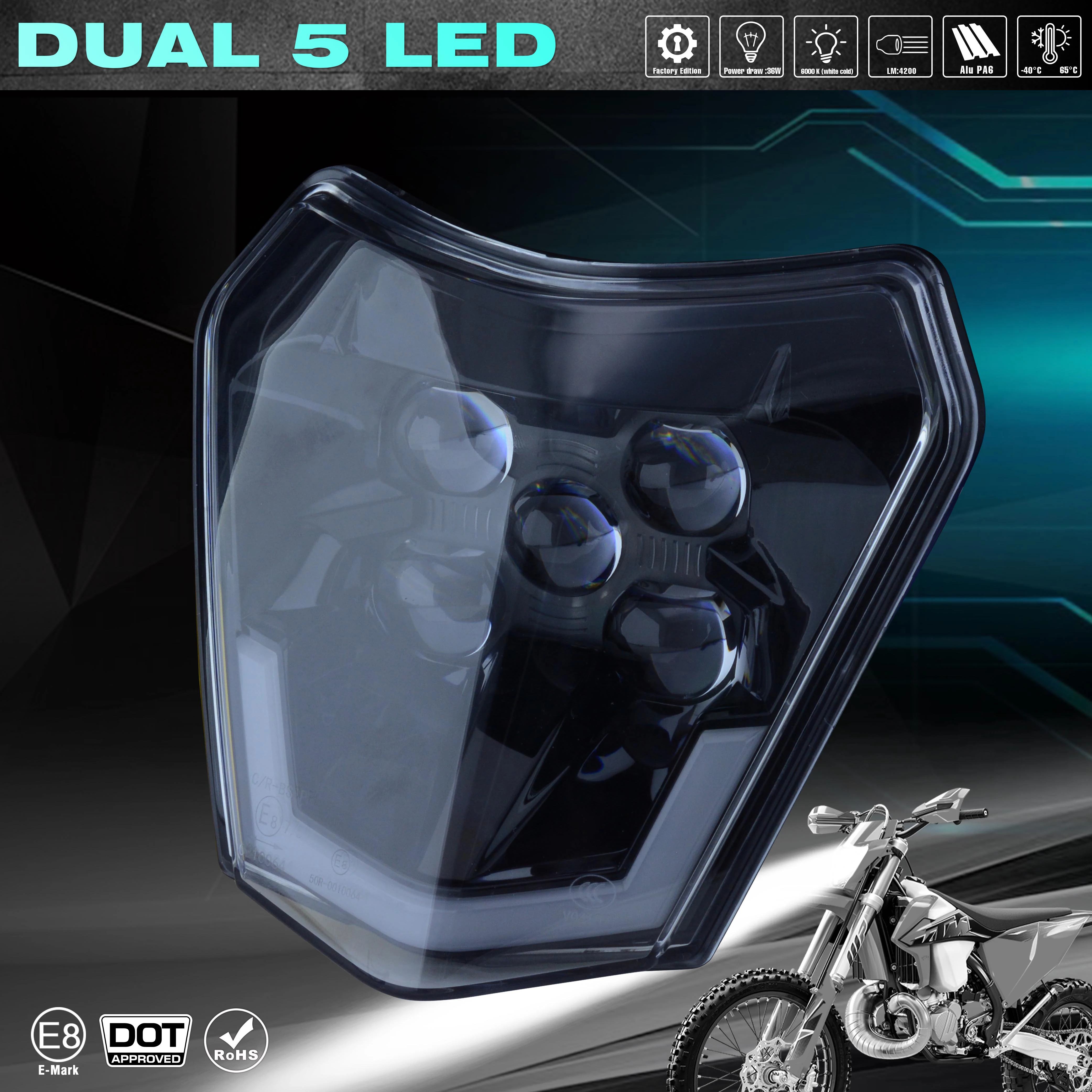 

MCHMFG Motorcycle New Headlight Headlamp FOR KTM EXC EXCF SX SXF XC XCF XCW XCFW 125 150 250 300 350 450 530
