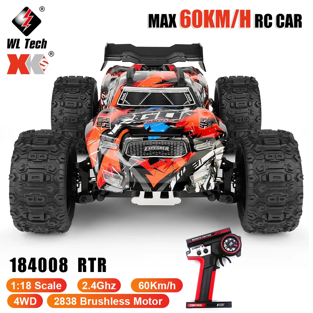 

WLtoys XK 184008 RC Car 1/18 60KM/H 4WD with LED Lights All Terrain 2.4GHz Truck
