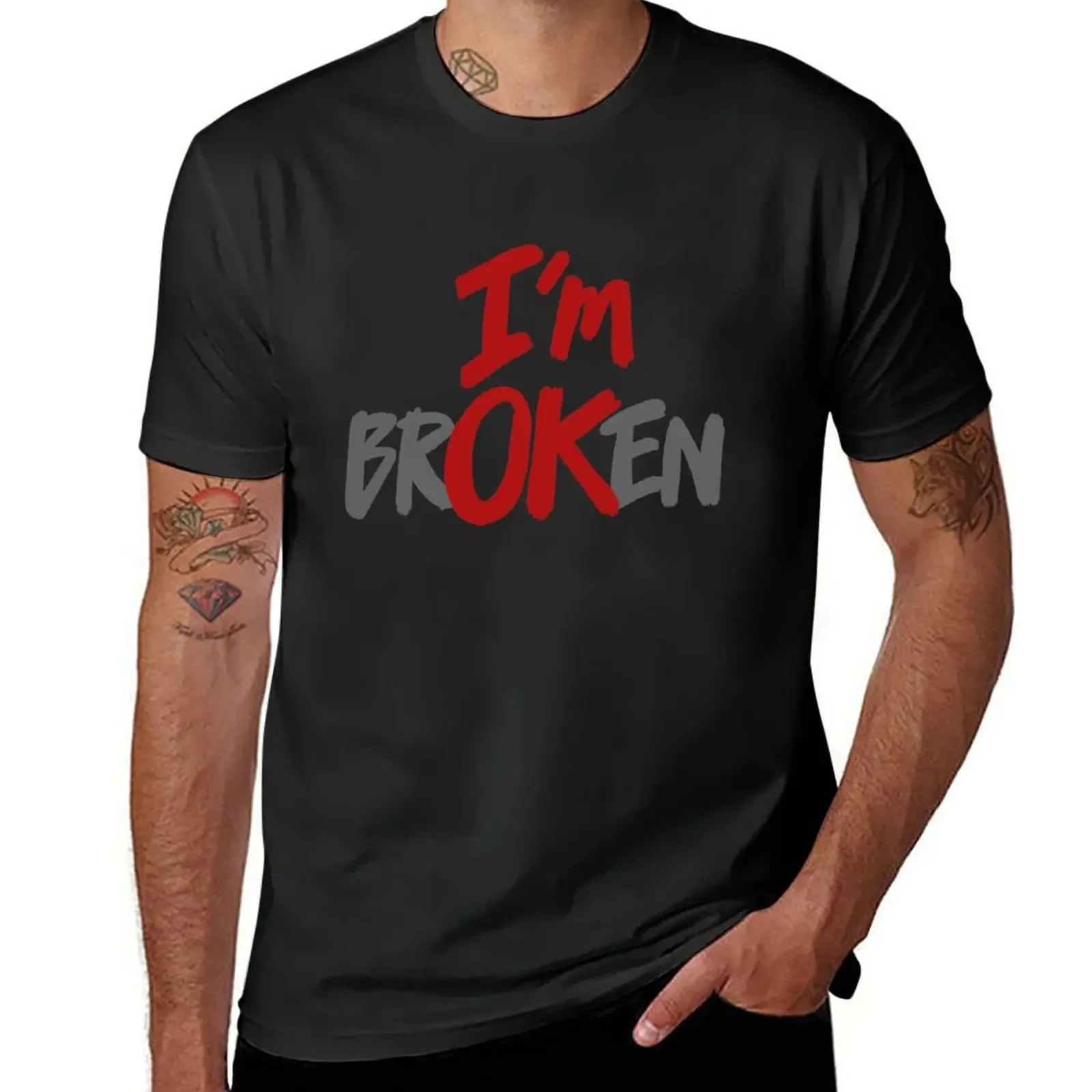 

I’m OK (I’m brOKen) T-Shirt graphics oversizeds shirts graphic tees plain black t shirts men