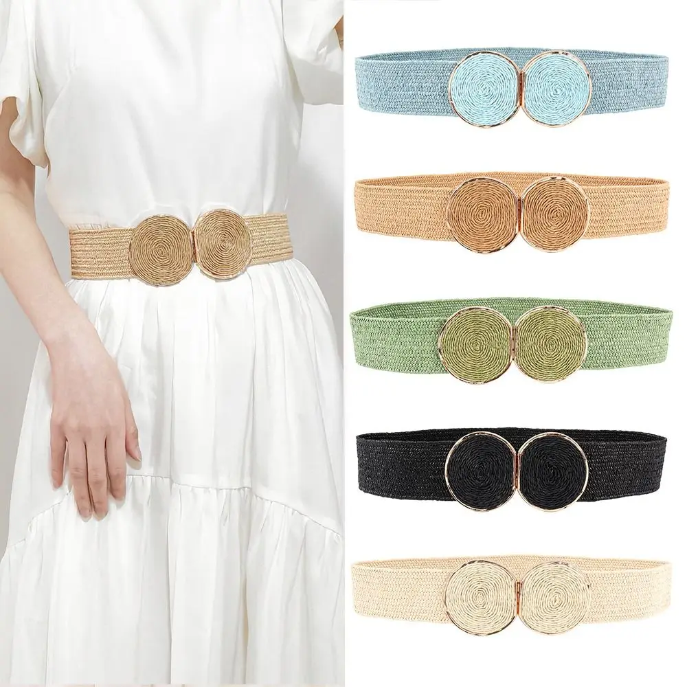PP Straw Braided Belt With Round Buckle Straw Woven Boho Elastic Belt Adjustable Women Belt For Dresses
PP Straw Braided Belt With Round Buckle Straw Woven Boho Elastic Belt Adjustable Women Belt For Dresses