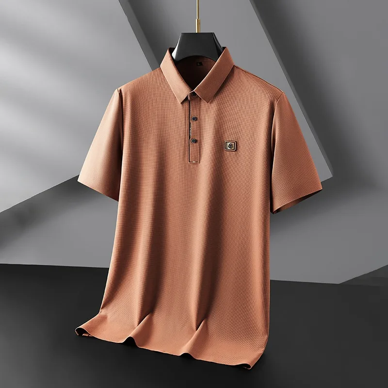 

New Arrival Fashion Suepr Large Casual Short Sleeved Ice Silk Loose Lapel Polo Shirts Plus Size XL 2XL 3XL 4XL 5XL 6XL 7XL 8XL