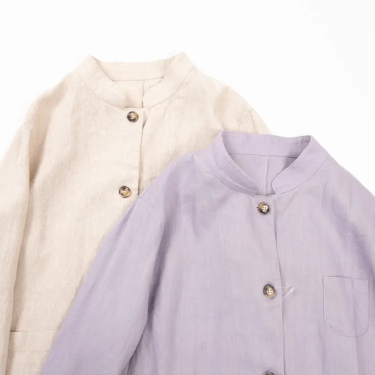 Washed linen casual coat loose standing collar long sleeved thin coat for women Spring and Autumn 23009
Washed linen casual coat loose standing collar long sleeved thin coat for women Spring and Autumn 23009
