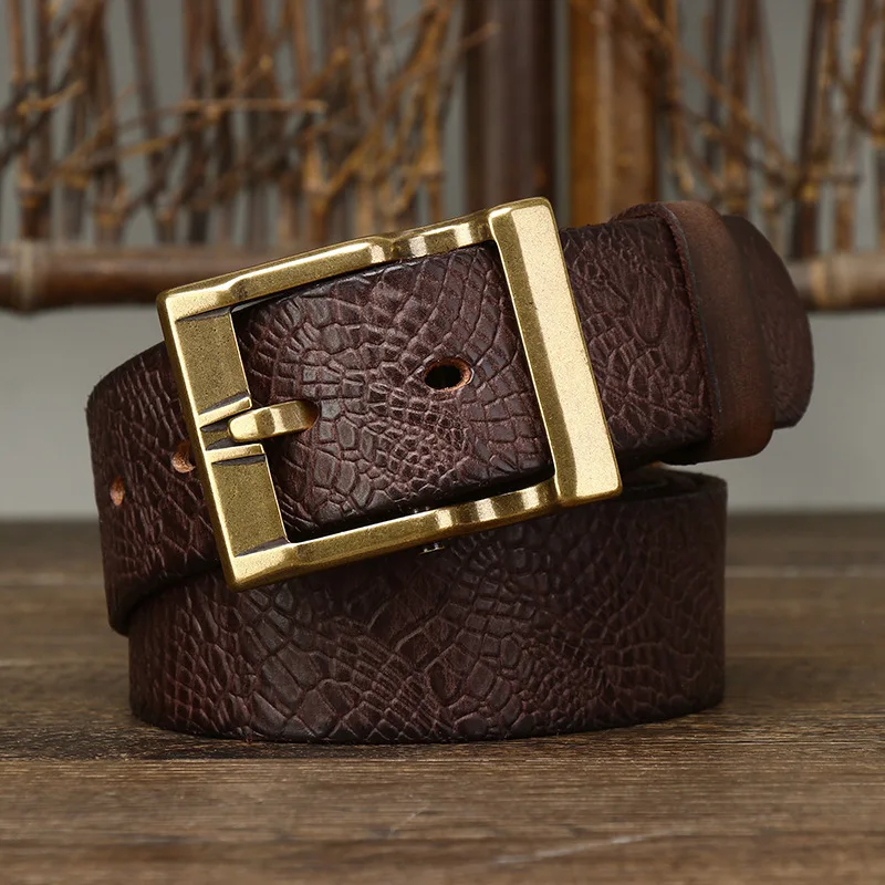Retro Design Washed Embossed Pattern Pure Cowhide Copper Buckle Belt Men's Genuine Leather Versatile Casual Jeans Belt 3.8CM
Retro Design Washed Embossed Pattern Pure Cowhide Copper Buckle Belt Men's Genuine Leather Versatile Casual Jeans Belt 3.8CM