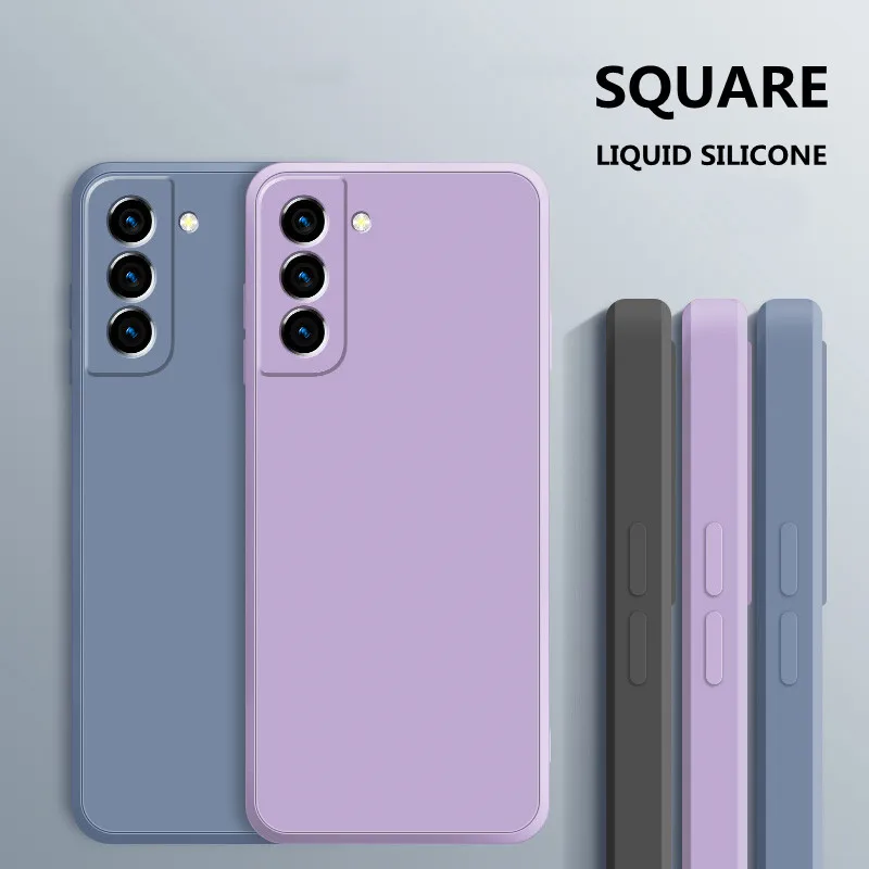 

Square Liquid Silicone Original Case On For Samsung Galaxy S24 S23 S21 Plus S22 Ultra S20 FE Bag Funda A34 A54 A14 5G Soft Cover