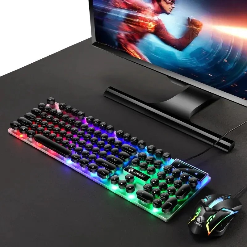 Limag Gtx300 Vintage Punk Style Keyboard Mouse Combo Backlight Gaming Usb Wired Floating Key Mouse Suit Limag Gtx300 Vintage Punk Style Keyboard Mouse Combo Backlight Gaming Usb Wired Floating Key Mouse Suit
