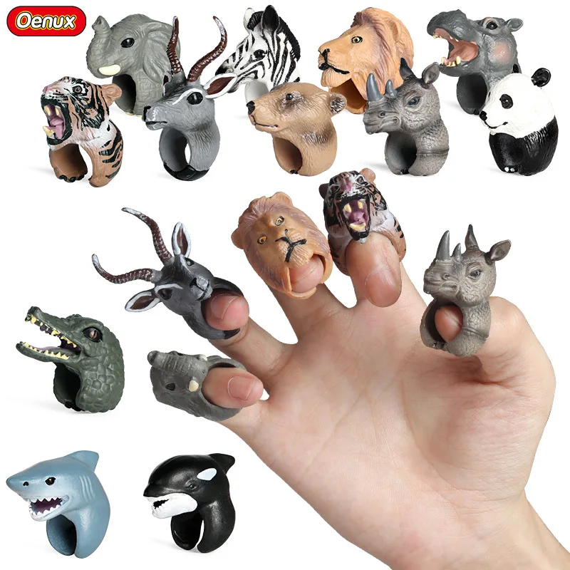 

Early Education Parent-child Fun Interactive Game Animal Set Elephant Lion Panda Tiger Finger Puppet Ring Toy