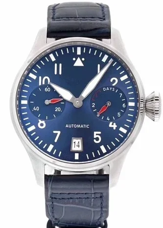 

Роскошные новые мужские механические часы Big Pilots автоматические синие кожаные спортивные часы