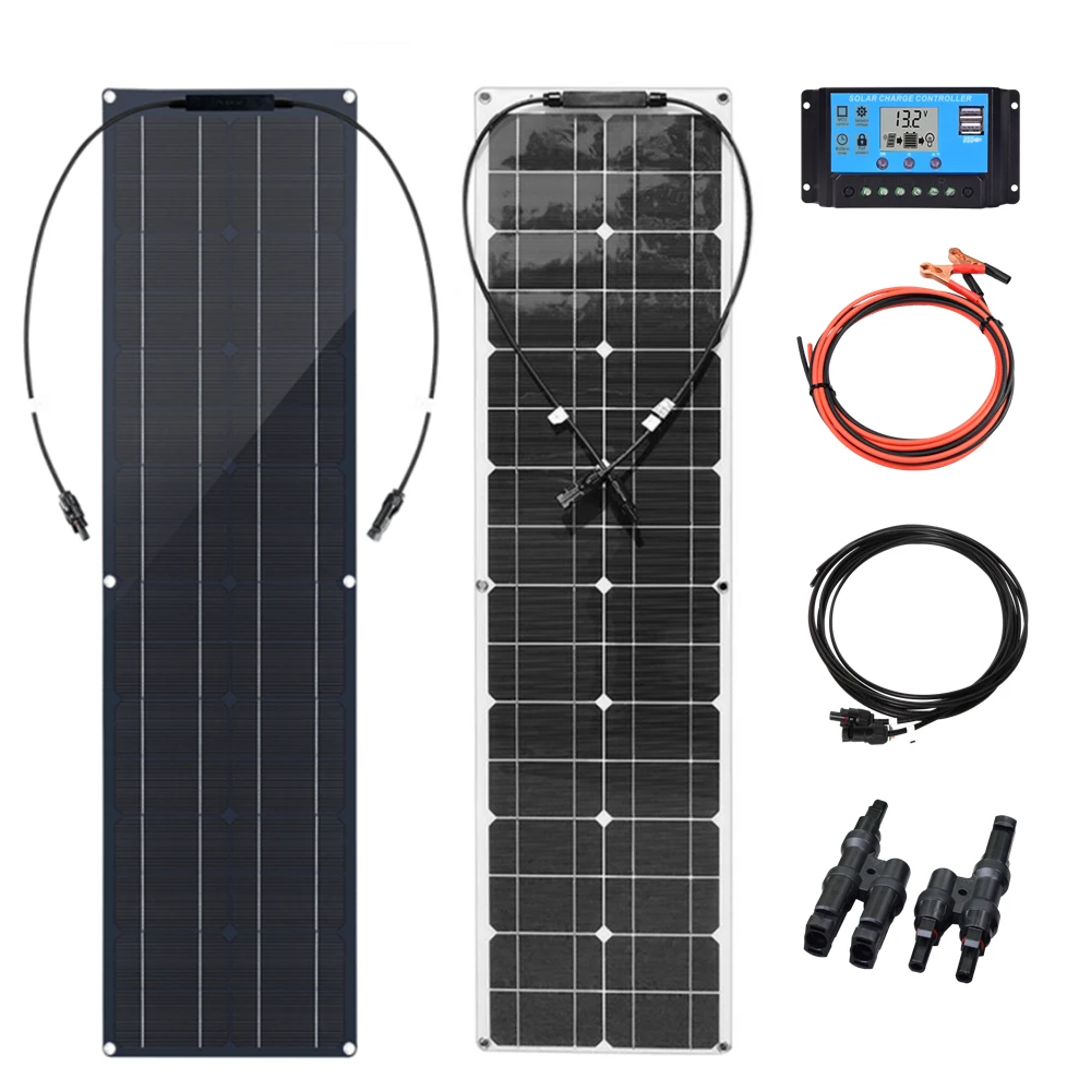 

Solar Panel kit 12V Комплект гибких солнечных панелей WUZECK, 50 Вт, PV модуль, 100 Вт, 12 В, 24 В, Солнечный Кабель, ячейка для дома, улицы, автомобиля, лодки, батареи, кемпинга