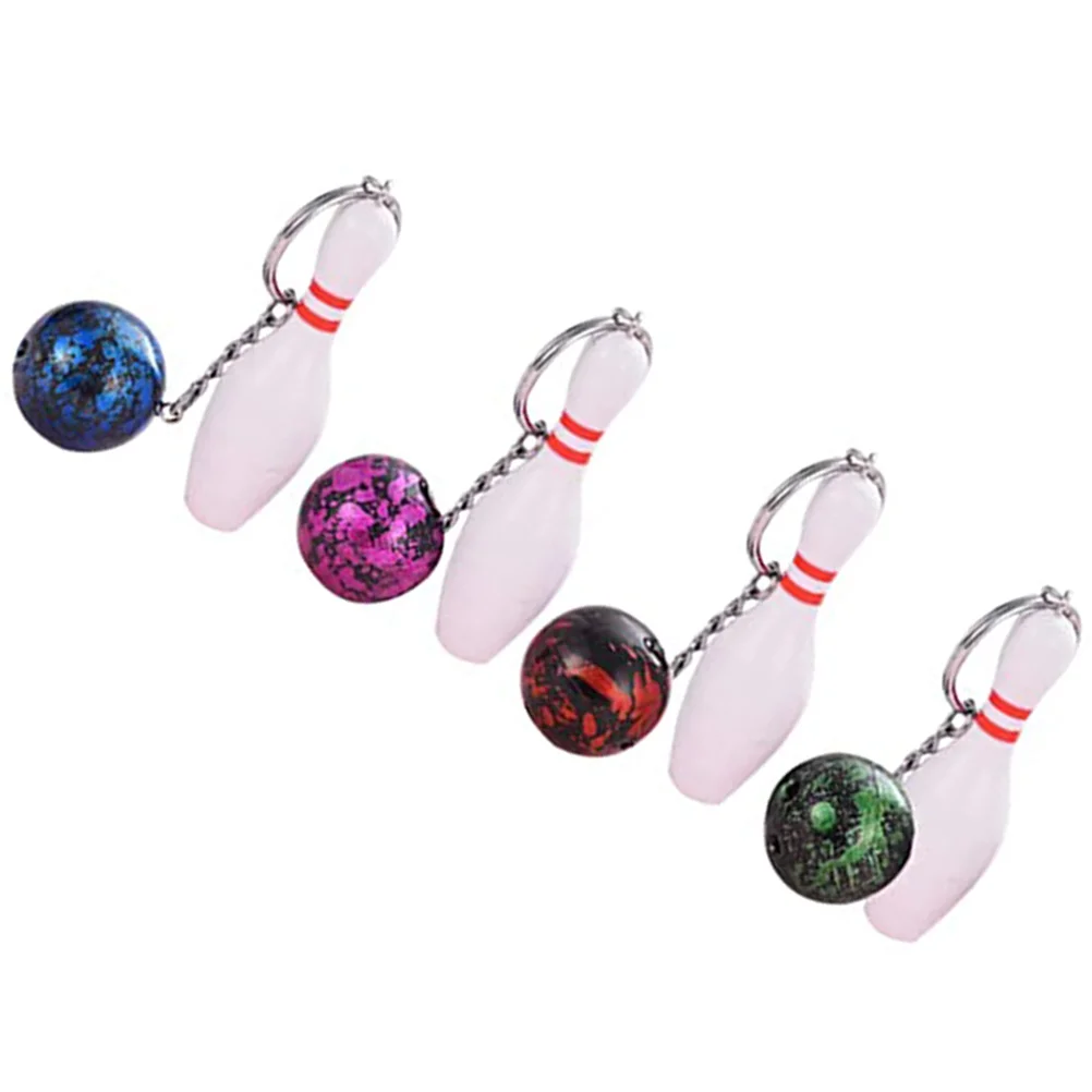 

4 Pcs Bowling Keychain Sports Themed Rings Mini Keychains Ornaments Zinc Alloy Match