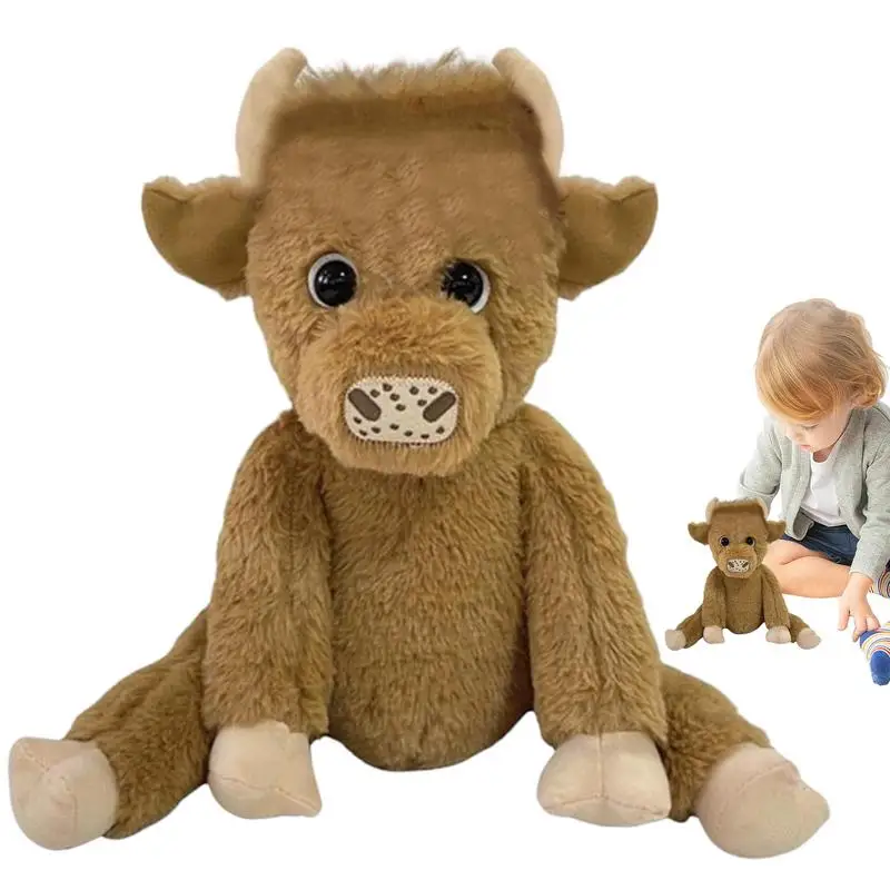 

Scottish Highland Cow Stuffed Animal Realistic Highland Bull Plush Cute Fluffy Cattle Dolls Detailed Farm Animal Toy Soft