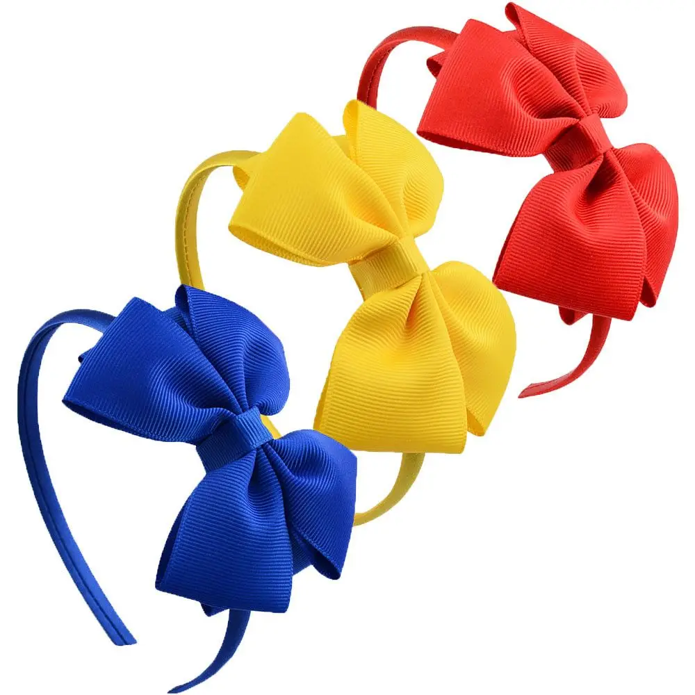 

4inch Solid Color Bow Hairband Little Girls Satin Bowknot Headwear Hair Hoop Ribbon Headbands Boutique Tiara Kids Hair Accessory