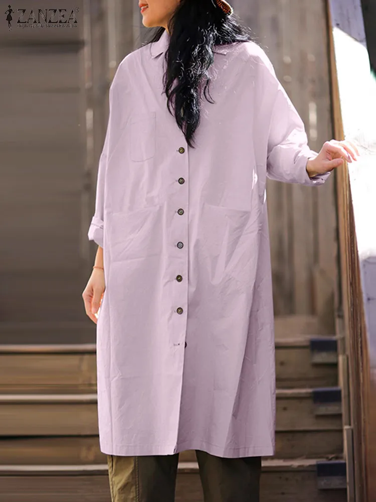 ZANZEA Women Turn Down Collar Sundress Casual Loose Long Shirt Dress Fashion Long Sleeve Sundress Holiday Pockets Midi Dresses 
ZANZEA Women Turn Down Collar Sundress Casual Loose Long Shirt Dress Fashion Long Sleeve Sundress Holiday Pockets Midi Dresses