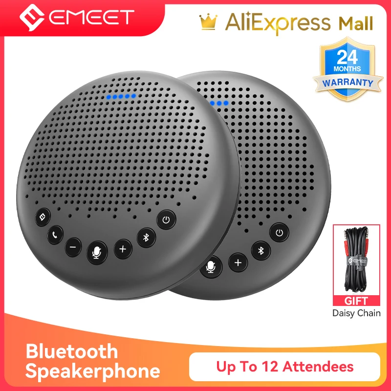 

EMEET 2 Luna Speakerphone+Daisy Chain Cable Computer Speaker with Microphone 2pcs for Home Office