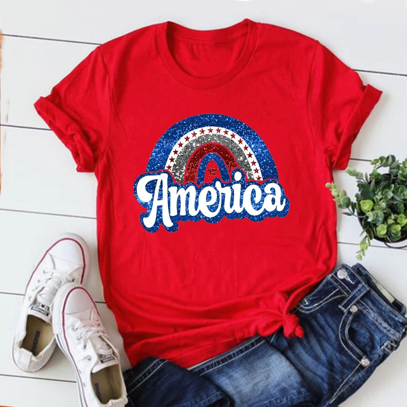 

4th of July Rainbow Shirt Freedom Fourth of July Tshirt Patriotic Tee Independence Day Top Patriotic Family Clothes