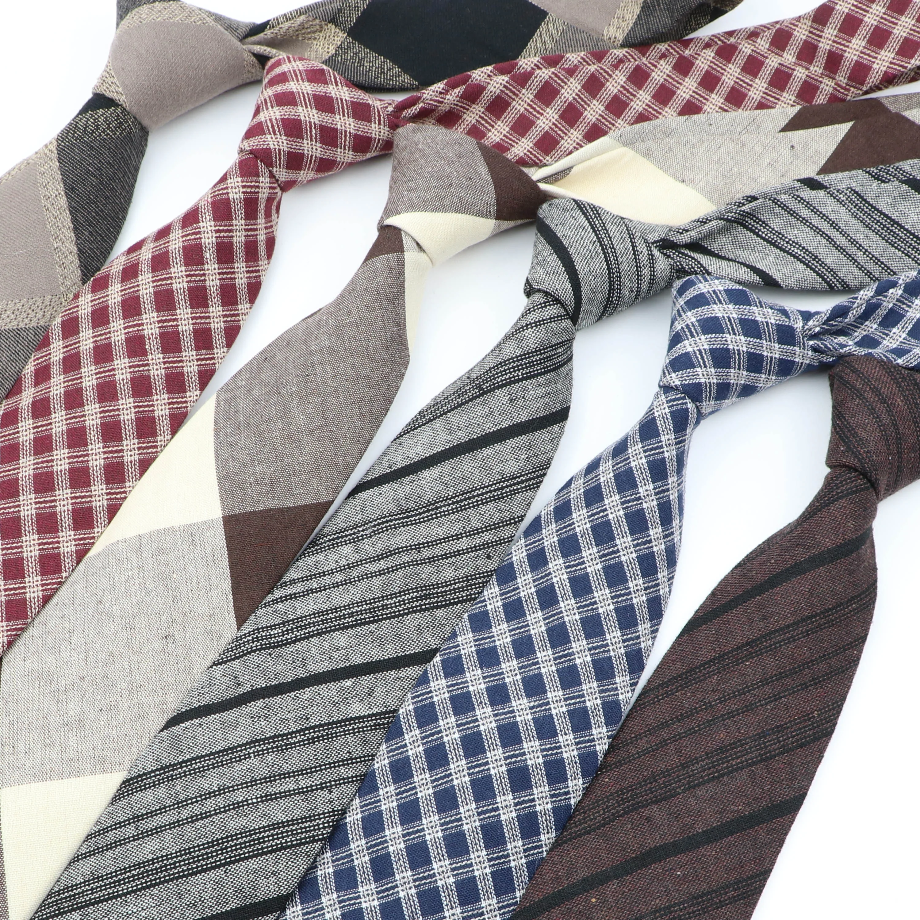 

Men's Cotton Plaid Tie Classic Skinny 7cm Narrow Slim Cravate Brown Ties For Men Casual Wedding Business Neckties Gravatas Gift