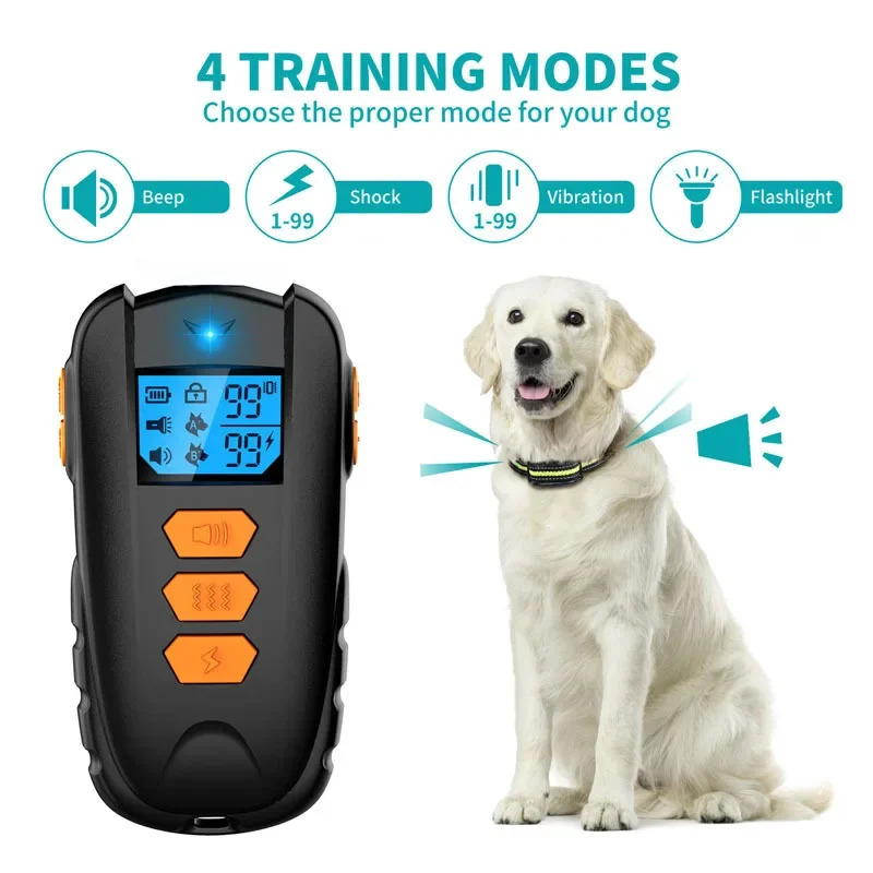 

500M USB Dog Training Collar Anti Bark Stop Barking Pet Remote Control Rechargeable Vibration Sound For Dogs Electric Shocker