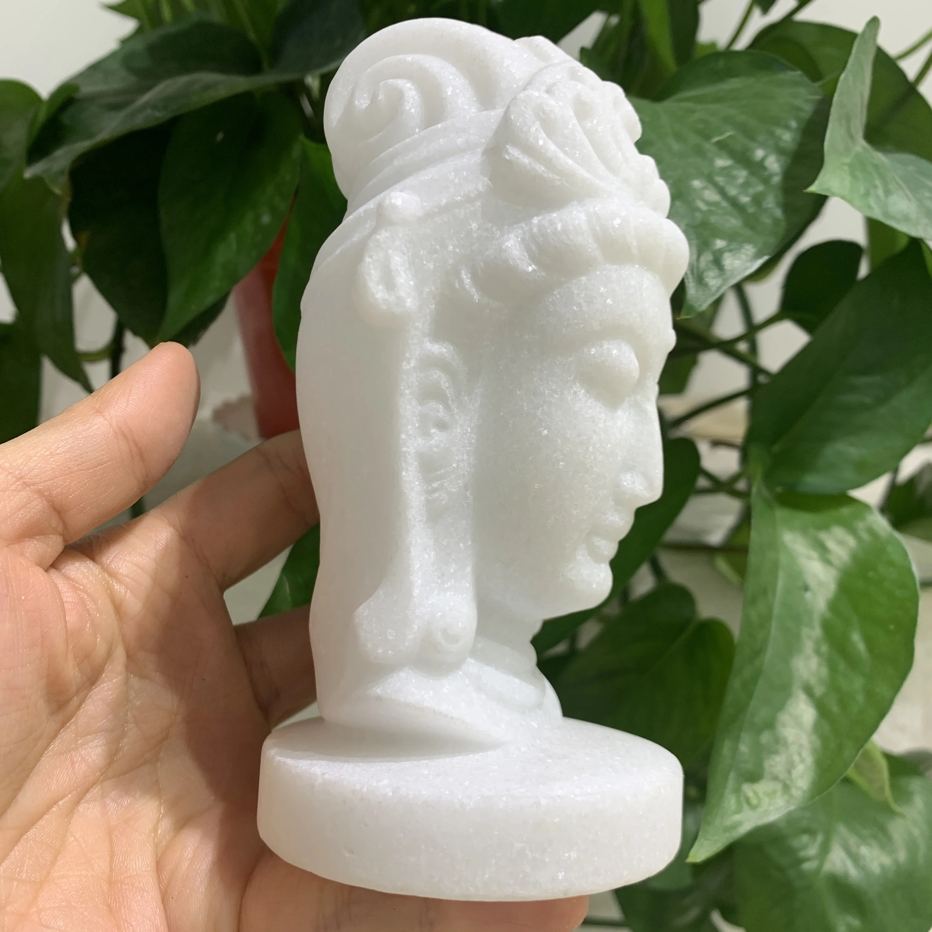 

Natural White Jade Buddha Statue Healing white marble Crystal Feng Shui Ornaments