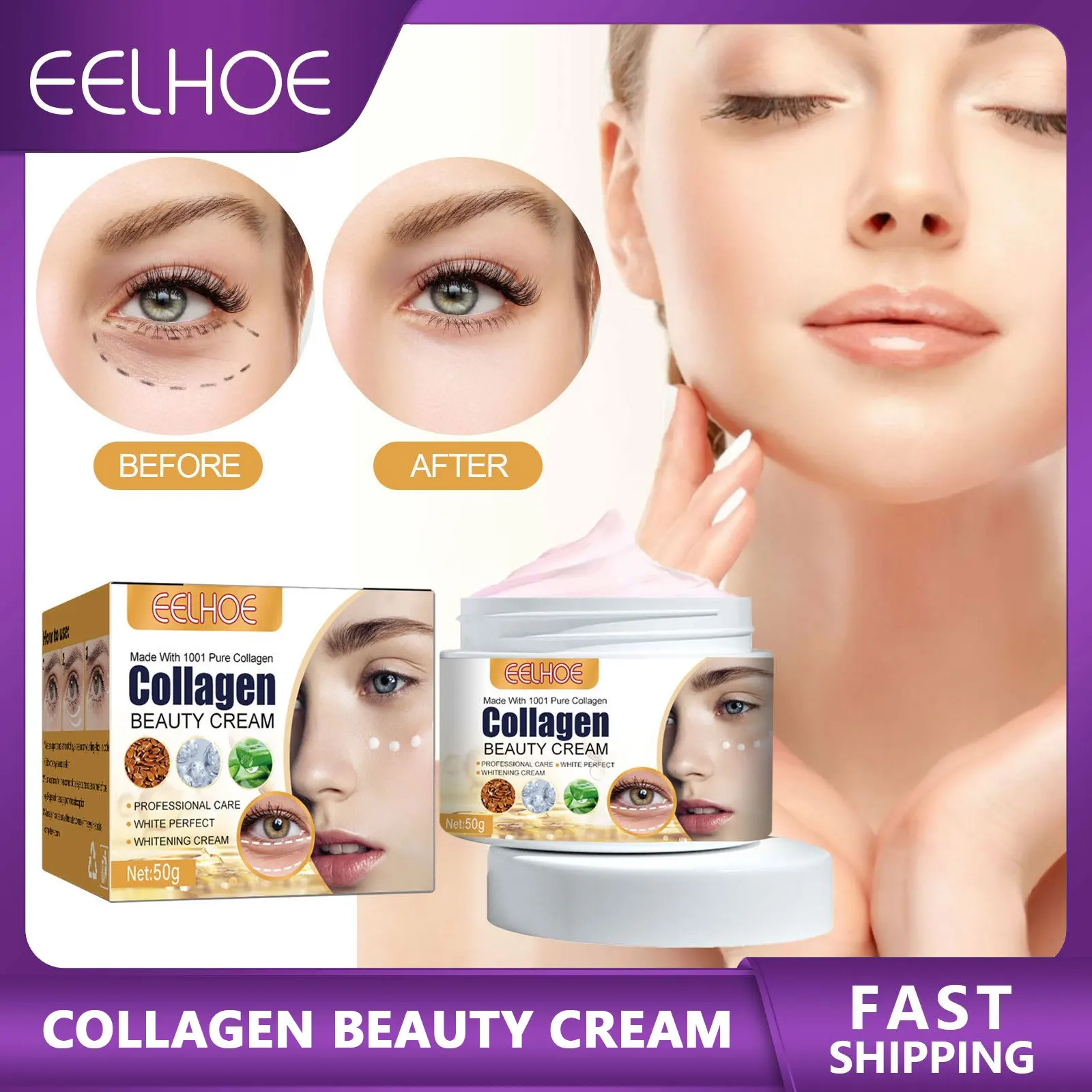Collagen Eye Cream Lighten Dark Circles Remove Eye Bags Fade Fine Lines Moisturizing Firming Anti-aging Beauty Eye Skin Care
Collagen Eye Cream Lighten Dark Circles Remove Eye Bags Fade Fine Lines Moisturizing Firming Anti-aging Beauty Eye Skin Care