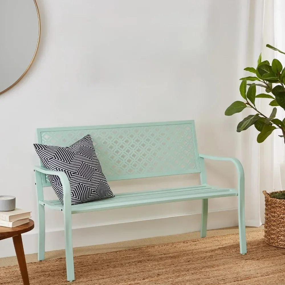 Patio Benches 2-Person Metal Steel Benches Furniture for Garden, Porch, Entryway w/Geometric Backrest, Mint Green Patio Benches
Patio Benches 2-Person Metal Steel Benches Furniture for Garden, Porch, Entryway w/Geometric Backrest, Mint Green Patio Benches