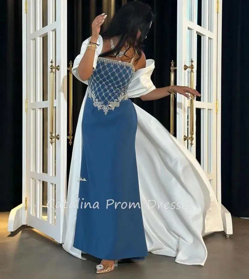 Formal Occasion Dresses Elegant Blue Mermaid Evening Gowns Ankle Length Off Shoulder Saudi Arabia Women's Bow Prom Dresses
Formal Occasion Dresses Elegant Blue Mermaid Evening Gowns Ankle Length Off Shoulder Saudi Arabia Women's Bow Prom Dresses