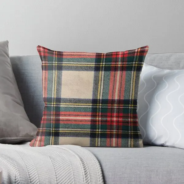 

Stewart Dress Tartan Pattern Printing Throw Pillow Cover Fashion Decor Sofa Home Fashion Waist Pillows not include One Side