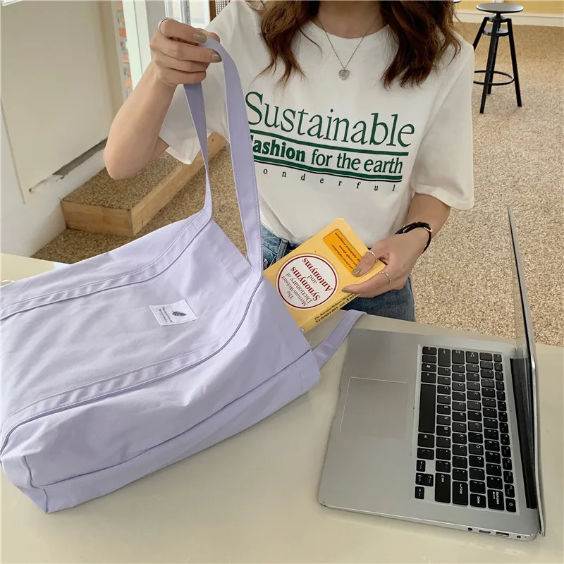 Women's Bag Cotton Canvas Shoulder Handbag Eco Fabric Handbag Solid School Books Tote Bag Portable Shopping Bag Sac À Main Femme Women's Bag Cotton Canvas Shoulder Handbag Eco Fabric Handbag Solid School Books Tote Bag Portable Shopping Bag Sac À Main Femme