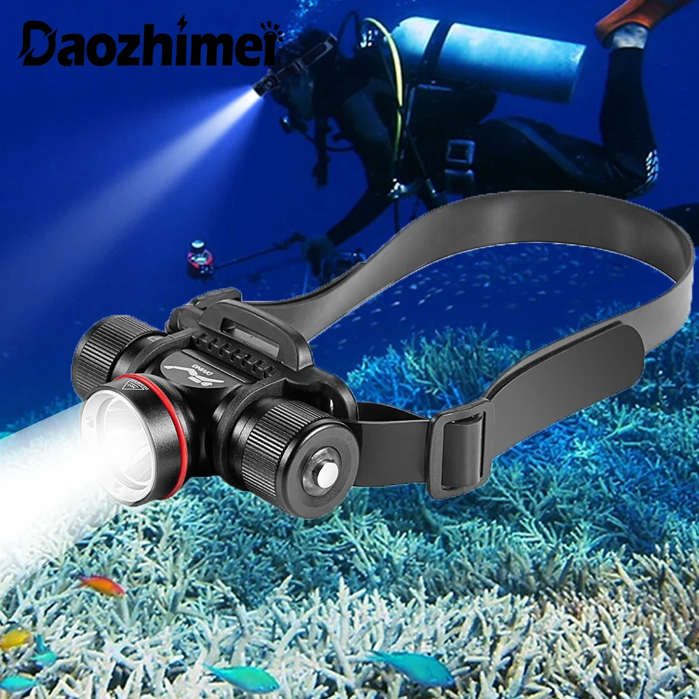 

IPX8 Diving Headlamp 5 Modes XM-L2 Underwater 50 Meters Waterproof Headlight LED Scuba Light Flashlight 18650 /21700 Lamp