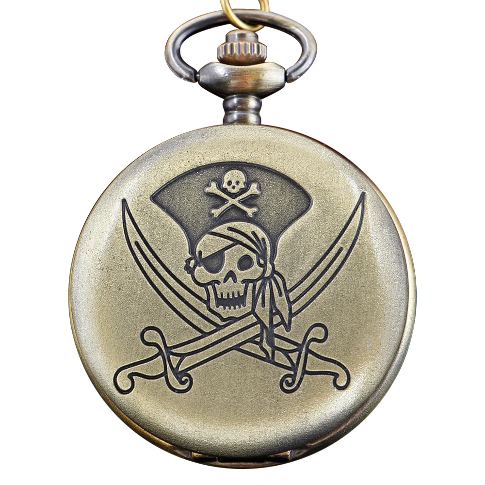 

Sunset Eternal Empire Pirate Emblem Quartz Pocket Watch Steampunk Vintage Chain Men's and Women's Universal Holiday Gift Clock