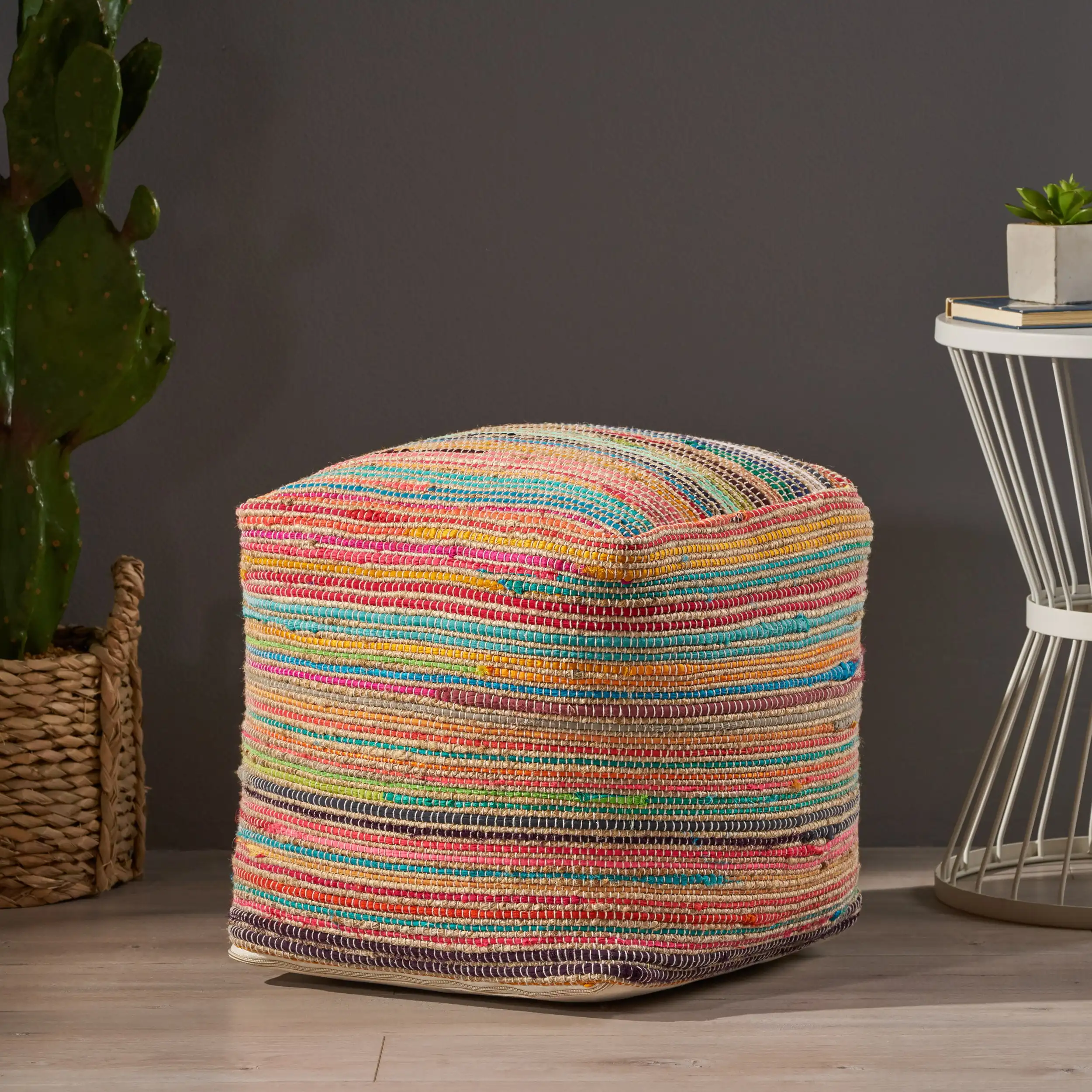 High Load-bearing Strong Stable Luxurious Refined Fashionable and Elegant Paisley Boho Jute and Chindi Pouf in Multicolor
High Load-bearing Strong Stable Luxurious Refined Fashionable and Elegant Paisley Boho Jute and Chindi Pouf in Multicolor